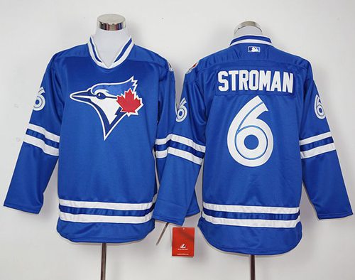 Blue Jays #6 Marcus Stroman Blue Long Sleeve Stitched MLB Jersey - Click Image to Close
